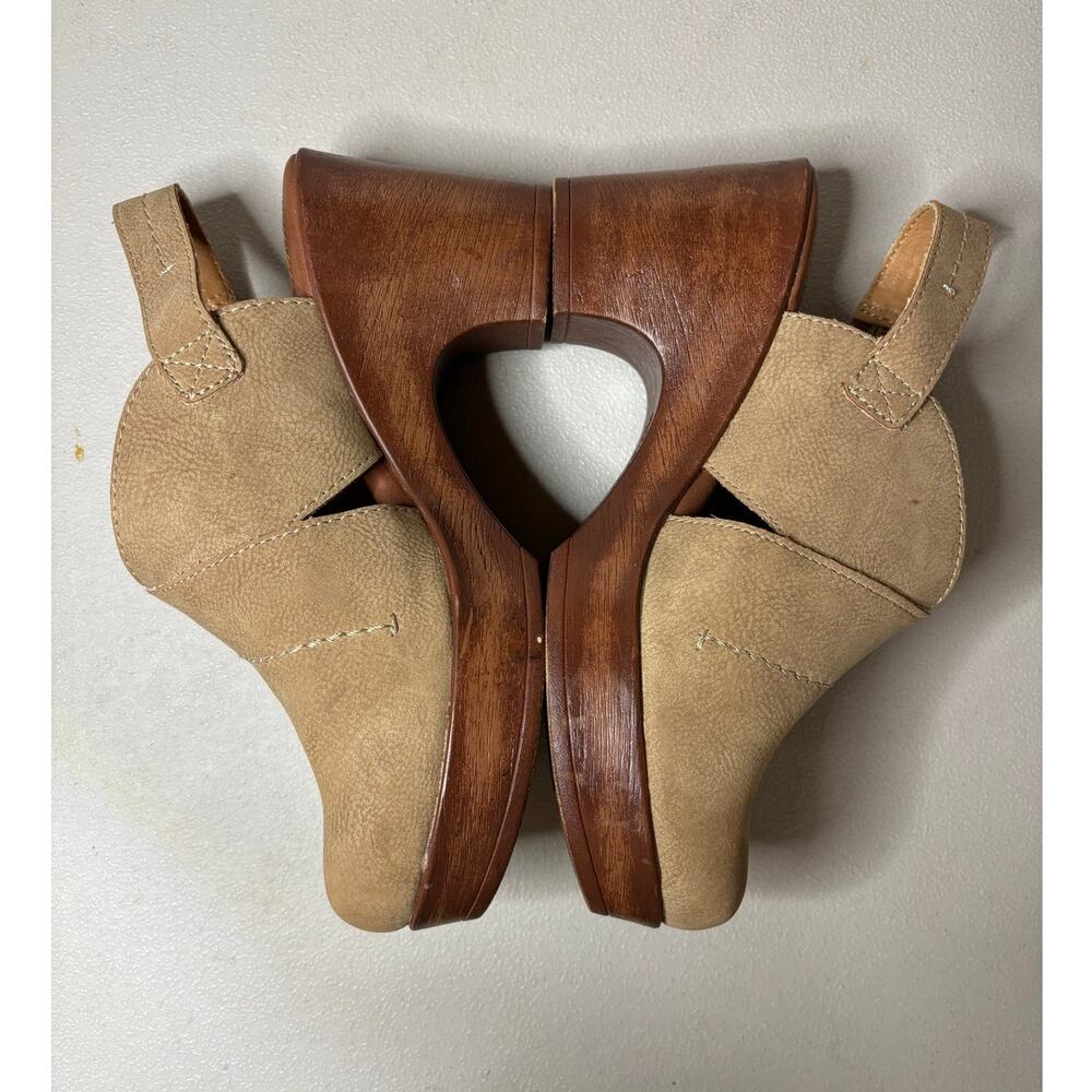 Tan Leather Mules with Wooden Heel - Picture 8 of 11